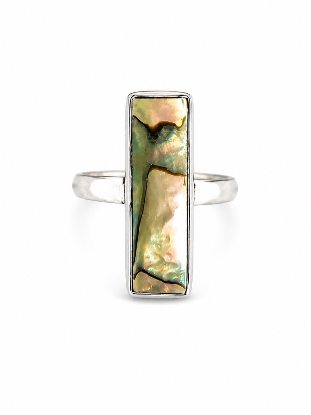 Silver Plated Abalone Shell Bohemian Ring